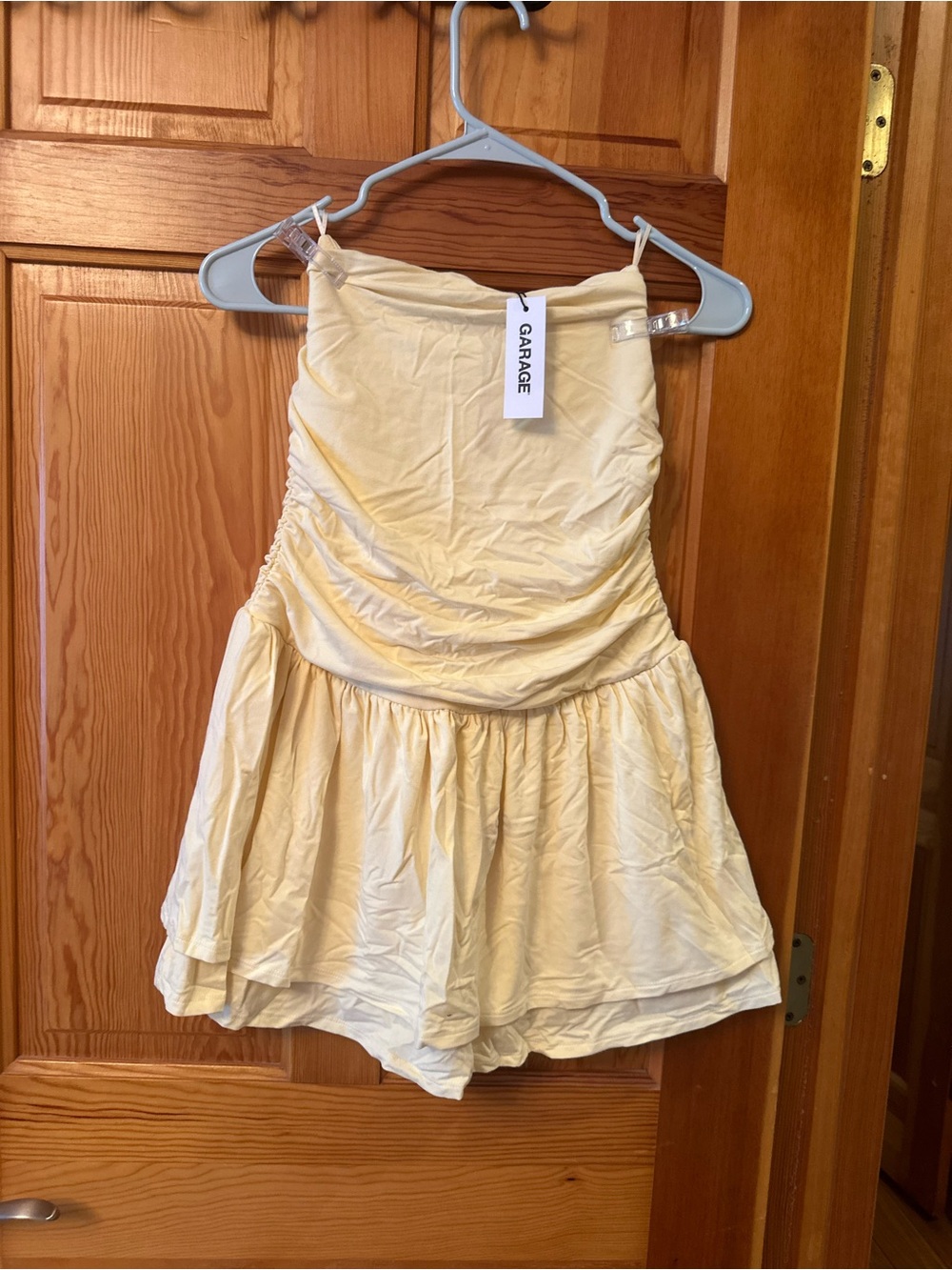 Garage Strapless Cream Yellow Skort Romper